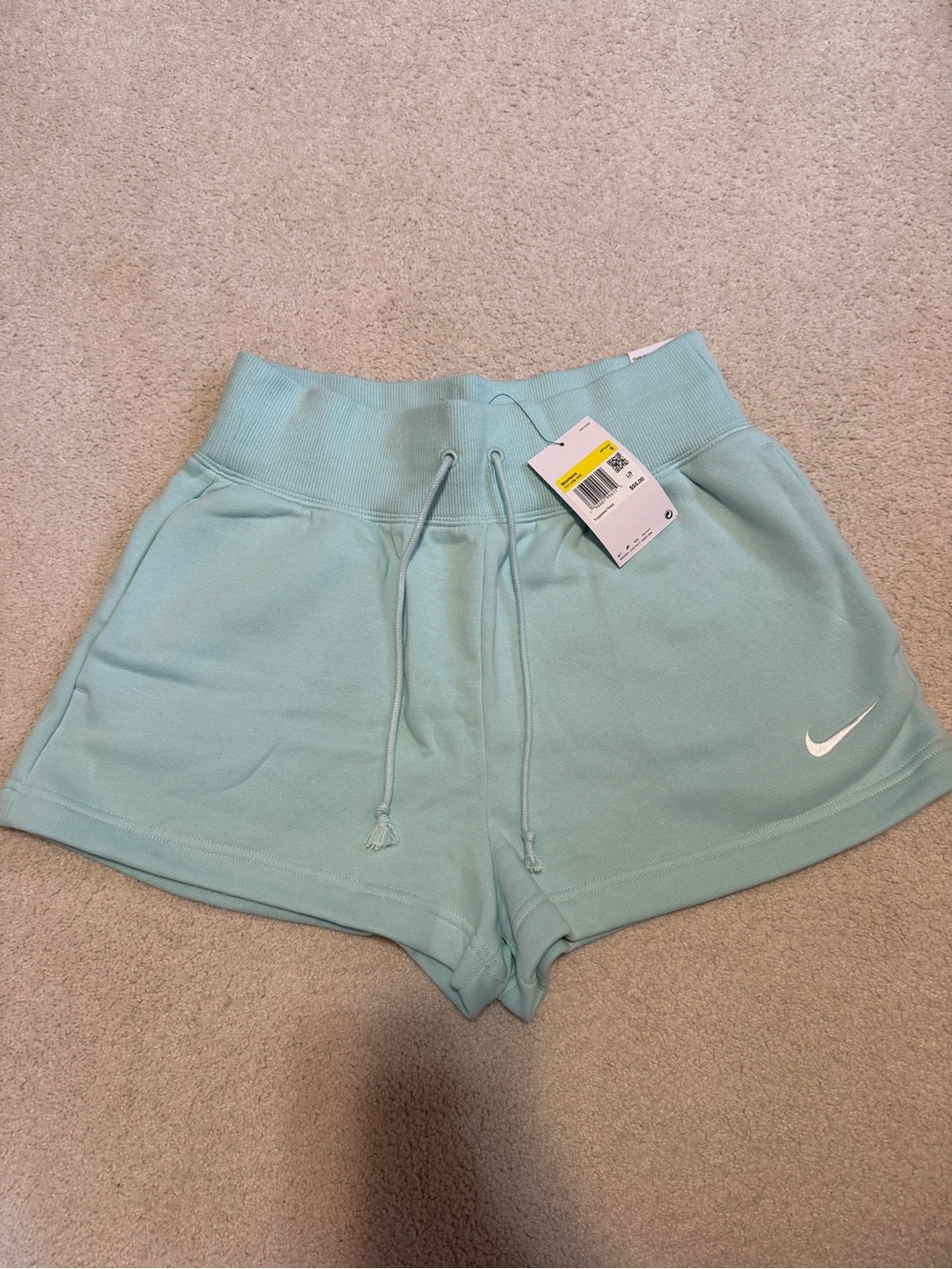 Nike Women's Loose Fit High Rise Aqua Drawstring Fleece Shorts